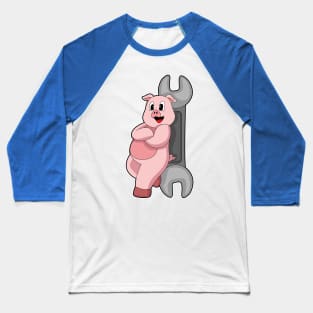 Pig Handyman Wrench Baseball T-Shirt